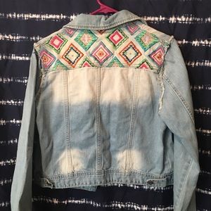 Free People Embroidered Denim Jacket